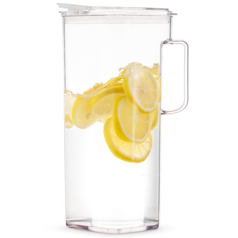 Komax Tritan Plastic Water Pitcher with Lid â€“ BPA-Free, Square Water & Iced Tea Pitcher - Dishwasher Safe â€“ Tea, Sangria, or Juice Containers with Lids for Fridge (2.4 Qt) - Image 1